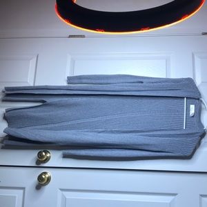 long grey ribbed cardigan